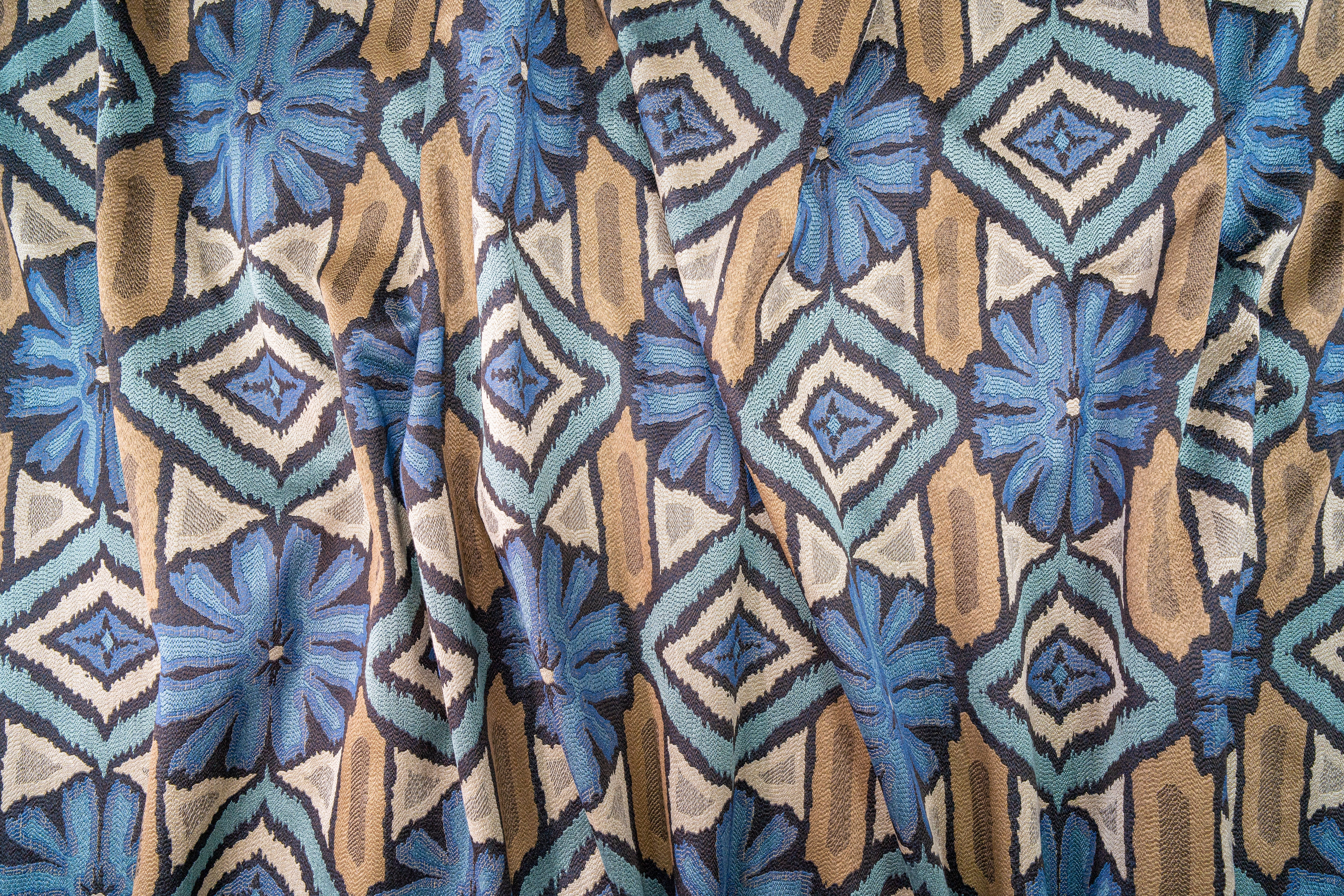 Tela Sunbrella con Diseño de Flores en Color Azul - Ancho 1.4m