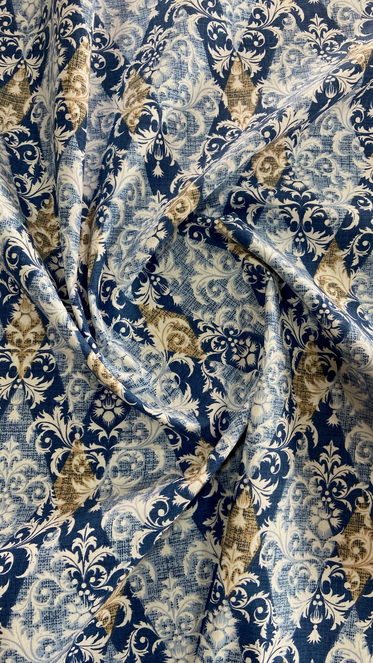 Mantel a Medida | Lona Ikea Barroco Azul y Beige (30% OFF)