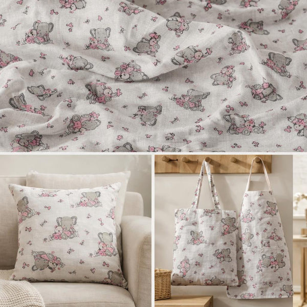 Lona estampada elefantitos 2.8 mt