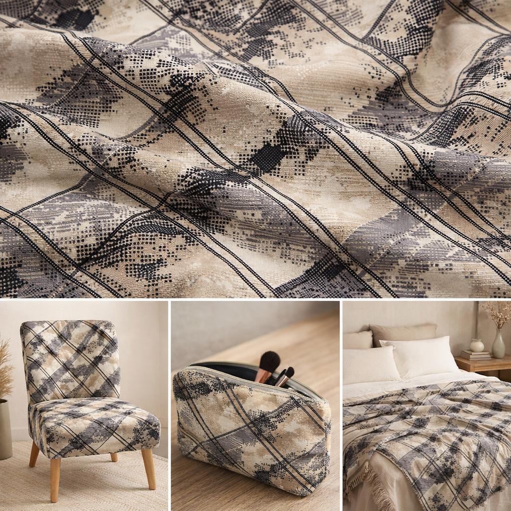 Tela lona con estampado geométrico 2.1 m ancho