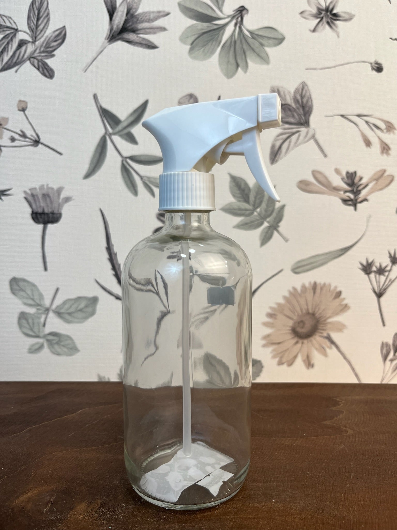 Botella de Vidrio Transparente con Atomizador